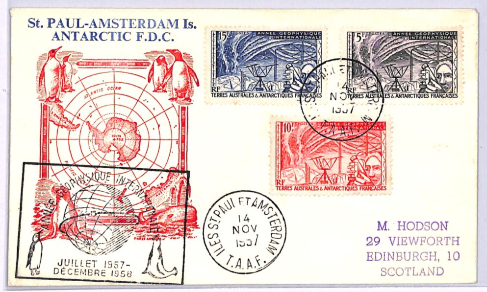 TAAF France Cols 1957 GEOPHYSICAL YEAR Set FDC First Day Cover PENGUINS WZ286