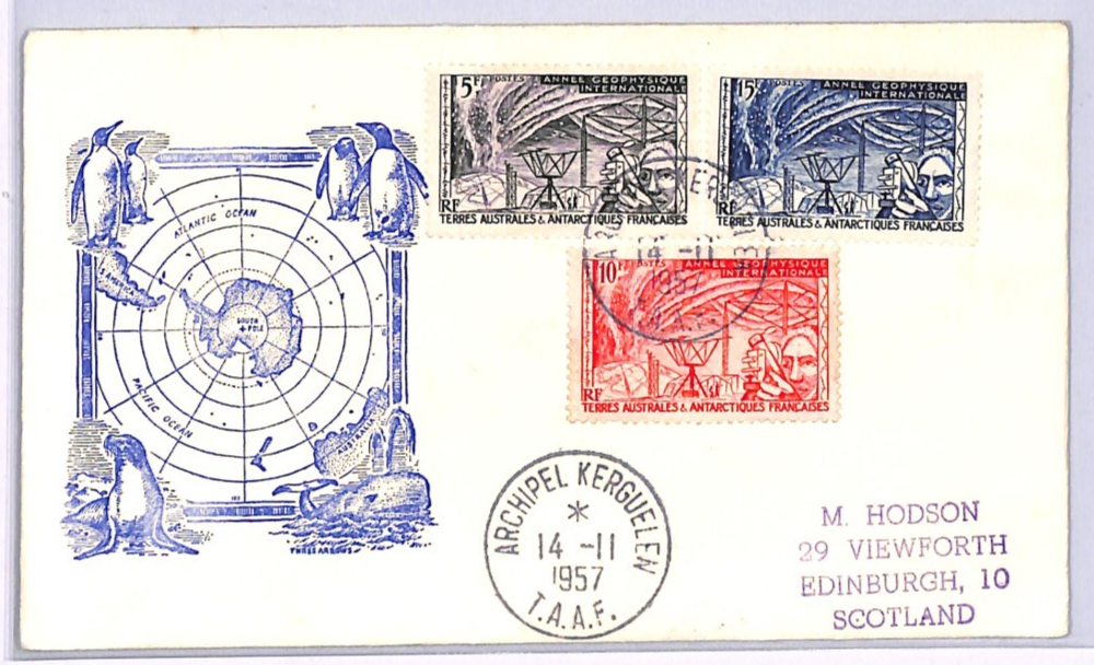 TAAF France Cols 1957 GEOPHYSICAL YEAR Set FDC First Day Cover PENGUINS WZ287
