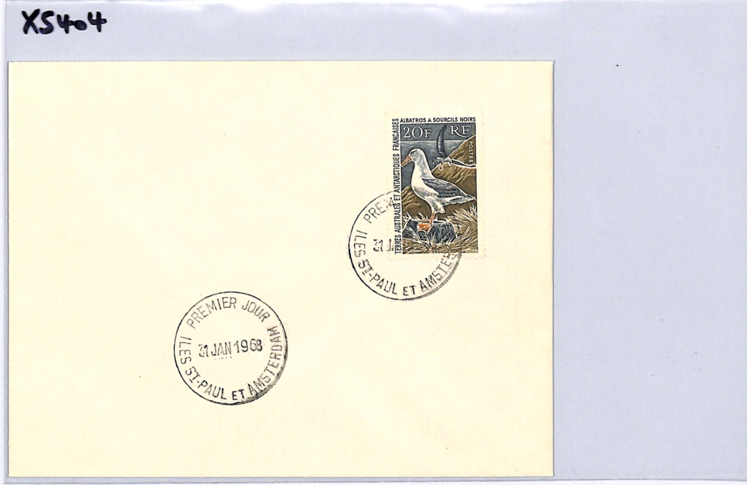 TAAF France Cols 1968 *ALBATROSS* 20f First Day Cover ST PAUL CDS BIRDS XS404 - Image 10