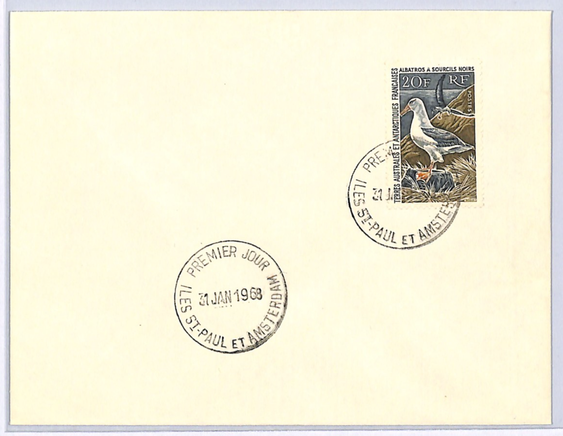 TAAF France Cols 1968 *ALBATROSS* 20f First Day Cover ST PAUL CDS BIRDS XS404 - Image 2