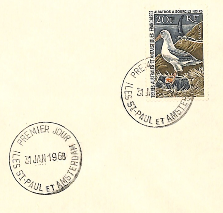 TAAF France Cols 1968 *ALBATROSS* 20f First Day Cover ST PAUL CDS BIRDS XS404 - Image 6