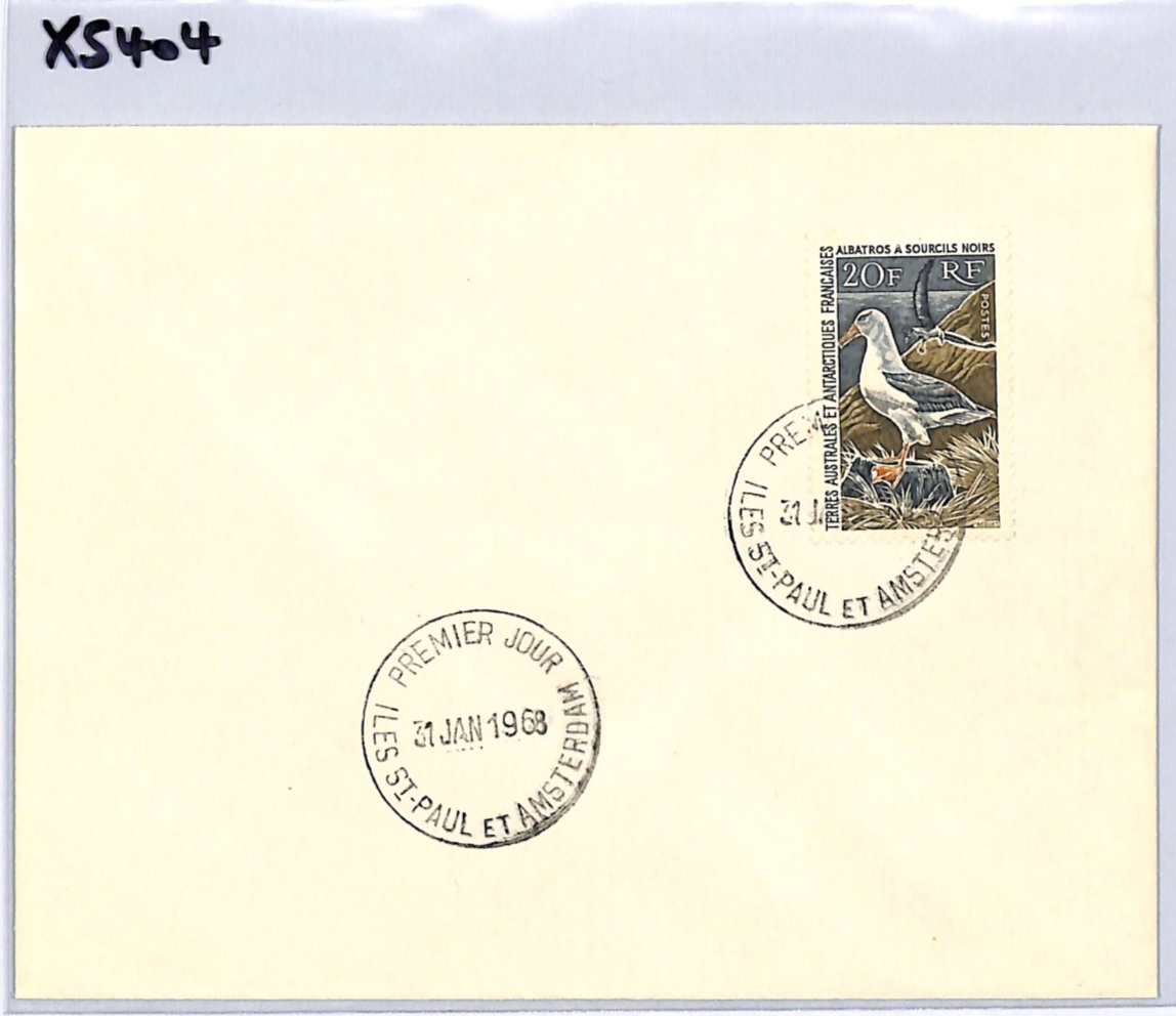 TAAF France Cols 1968 *ALBATROSS* 20f First Day Cover ST PAUL CDS BIRDS XS404 - Image 8