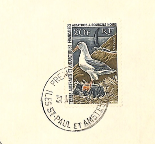 TAAF France Cols 1968 *ALBATROSS* 20f First Day Cover ST PAUL CDS BIRDS XS404