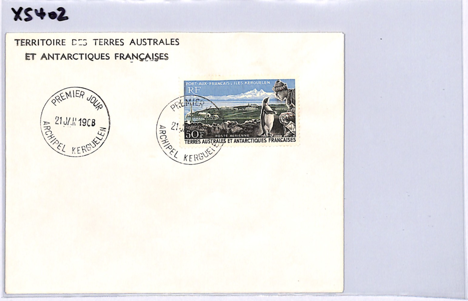 TAAF France Cols 1968 FDC 50f Air *PENGUIN* First Day Cover KERGUELEN CDS XS402 - Image 10