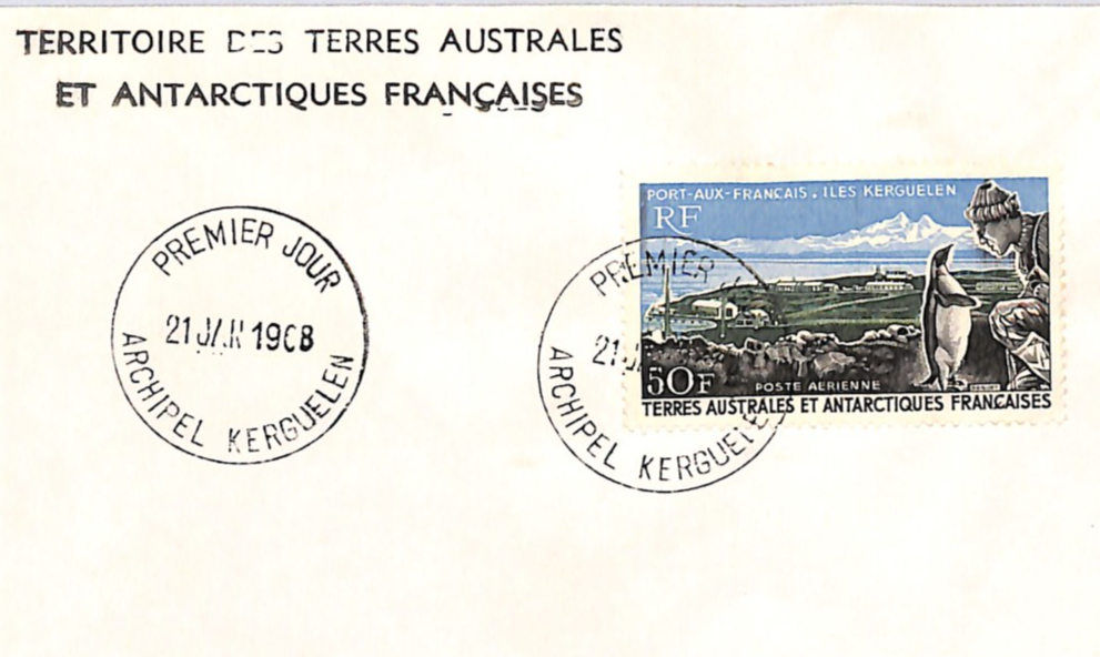 TAAF France Cols 1968 FDC 50f Air *PENGUIN* First Day Cover KERGUELEN CDS XS402 - Image 6