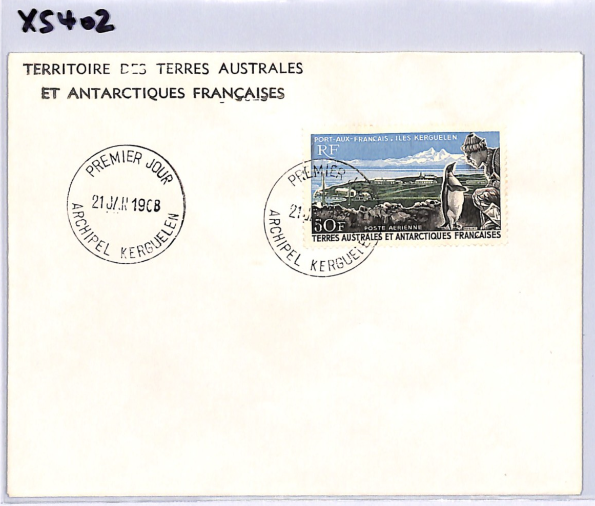 TAAF France Cols 1968 FDC 50f Air *PENGUIN* First Day Cover KERGUELEN CDS XS402 - Image 8