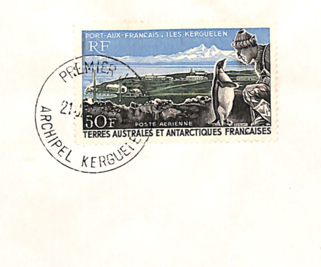 TAAF France Cols 1968 FDC 50f Air *PENGUIN* First Day Cover KERGUELEN CDS XS402
