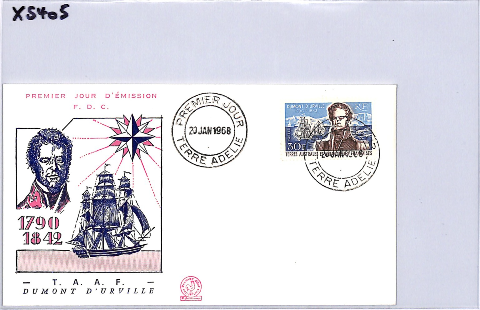 TAAF France Cols 1968 FDC Dumont D'Urville 30f ILLUSTRATED Polar SHIPS XS405 - Image 9