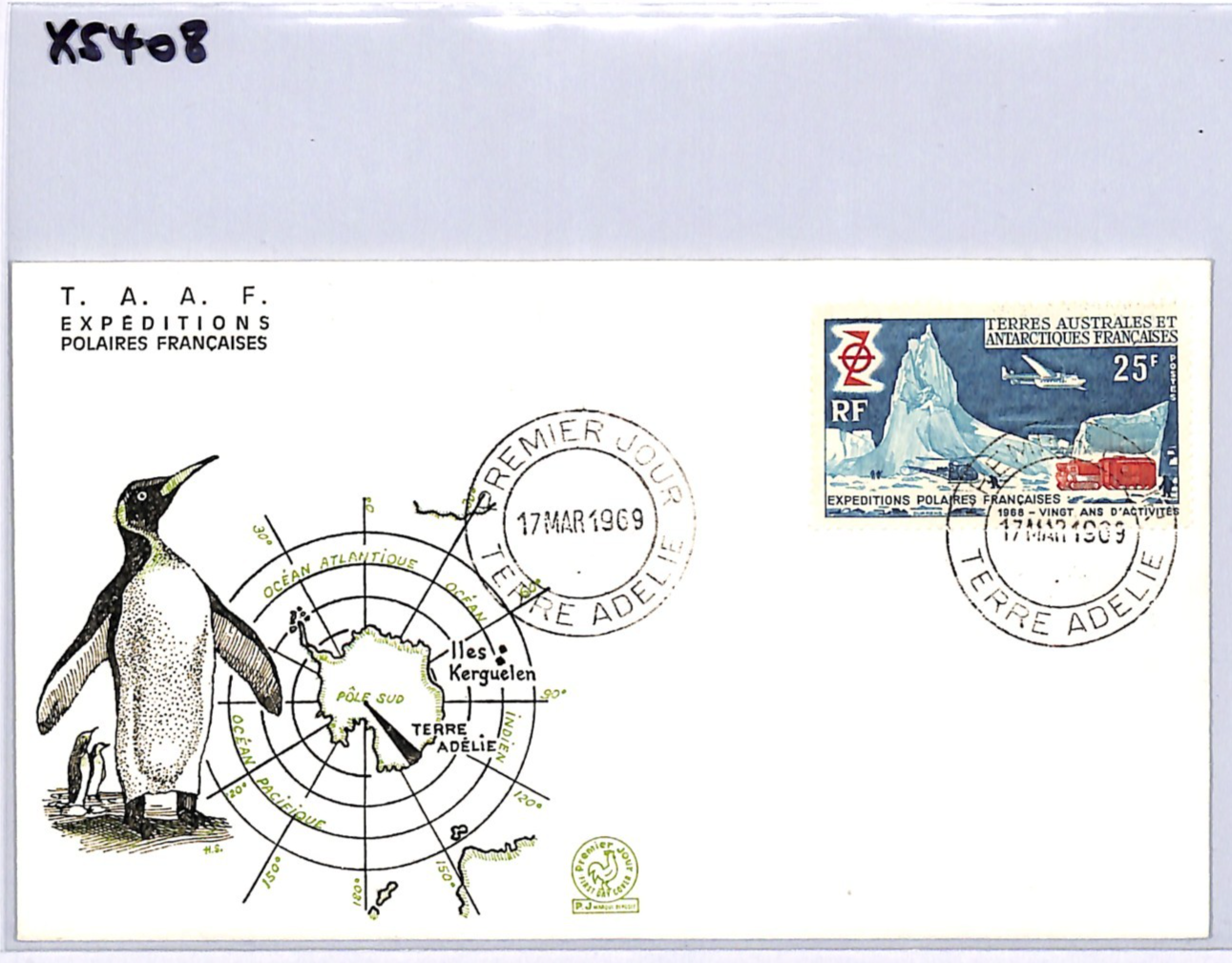 TAAF France Cols 1969 FDC 25f *ANTARCTIC SCENE* Penguin ILLUSTRATED Polar XS408 - Image 7