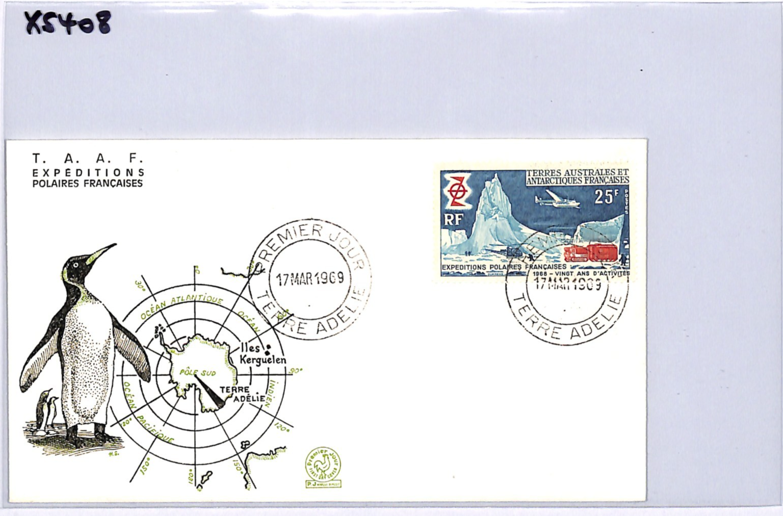 TAAF France Cols 1969 FDC 25f *ANTARCTIC SCENE* Penguin ILLUSTRATED Polar XS408 - Image 9