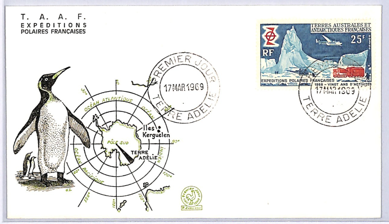 TAAF France Cols 1969 FDC 25f *ANTARCTIC SCENE* Penguin ILLUSTRATED Polar XS408