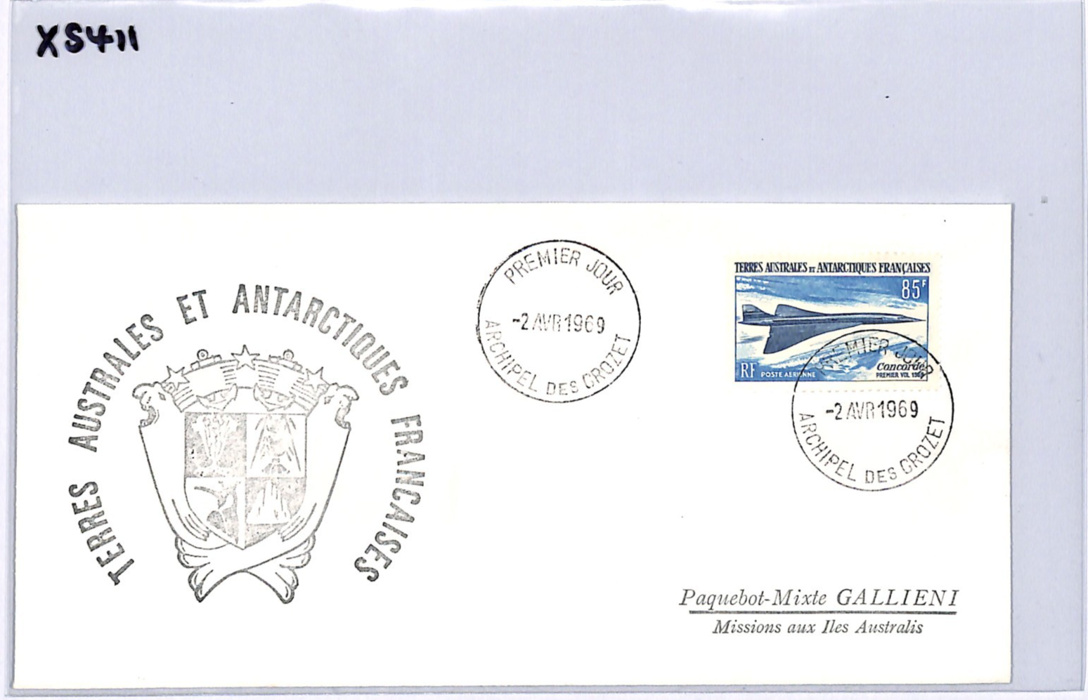 TAAF France Cols 1969 FDC 85f *CONCORDE* Cachet First Day Cover AEROPLANES XS411 - Image 10