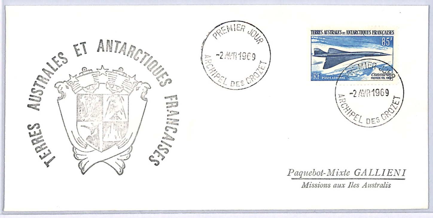 TAAF France Cols 1969 FDC 85f *CONCORDE* Cachet First Day Cover AEROPLANES XS411 - Image 2