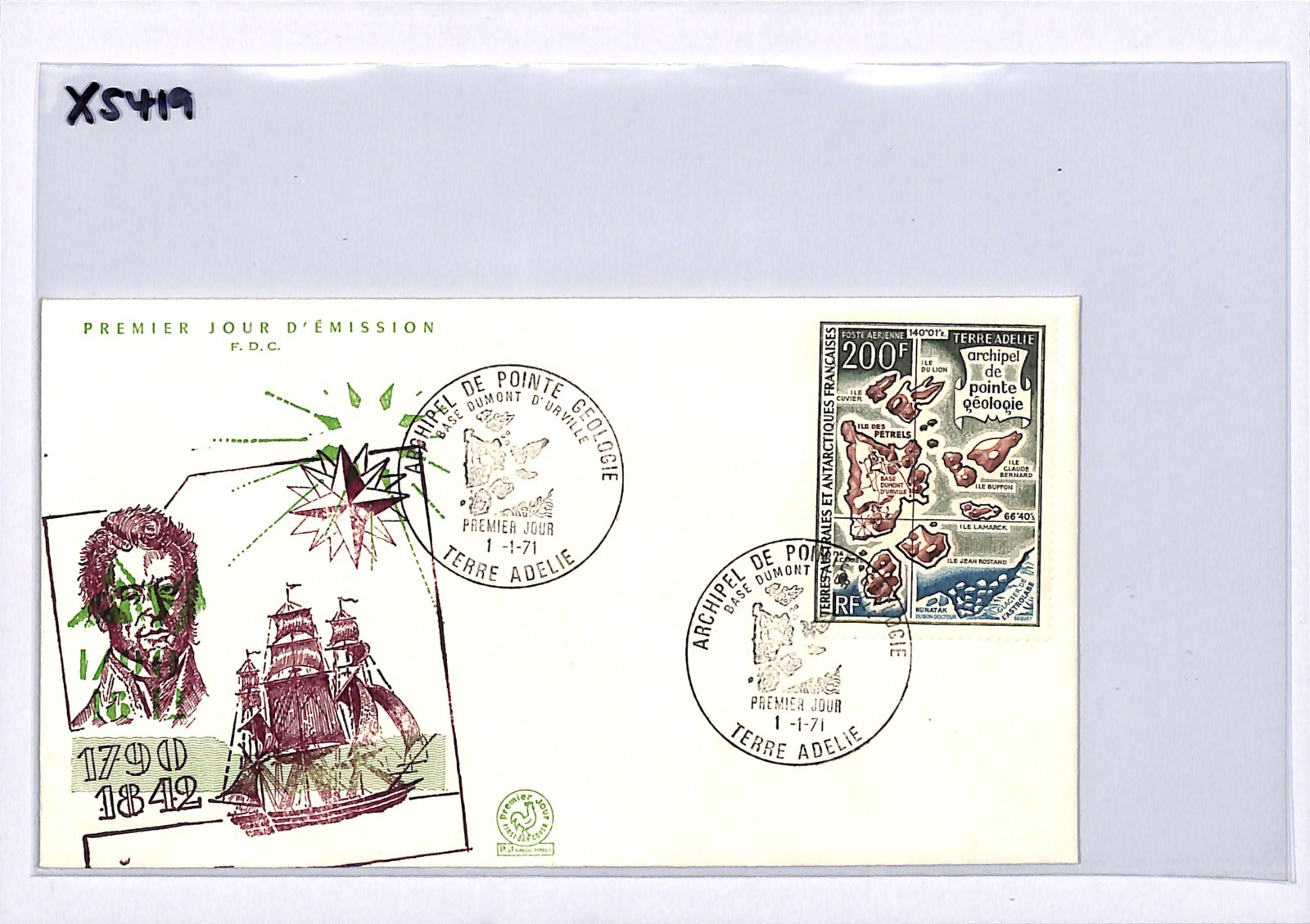 TAAF France Cols 1971 FDC 200f Map *HIGH VALUE* Cover Terre Adelie GEOLOGY XS419 - Image 11