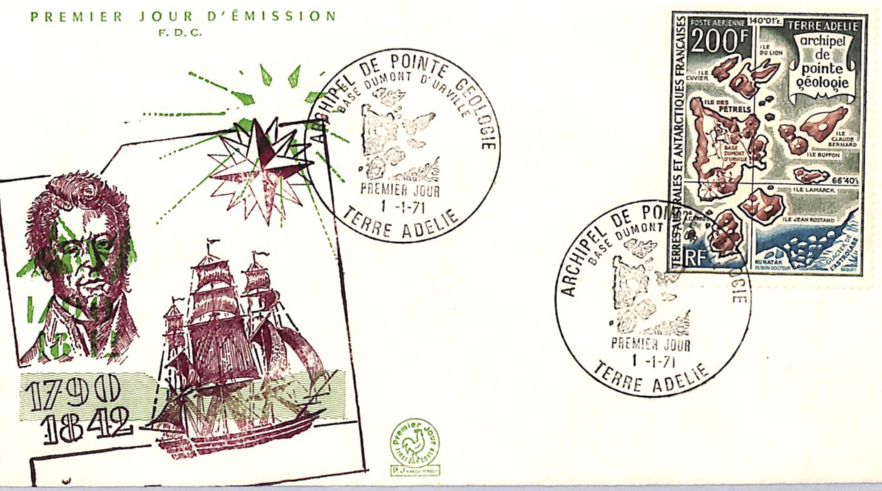 TAAF France Cols 1971 FDC 200f Map *HIGH VALUE* Cover Terre Adelie GEOLOGY XS419 - Image 5