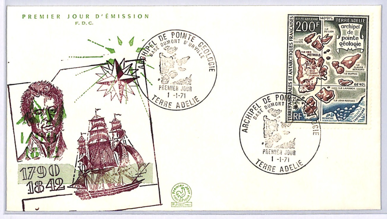 TAAF France Cols 1971 FDC 200f Map *HIGH VALUE* Cover Terre Adelie GEOLOGY XS419
