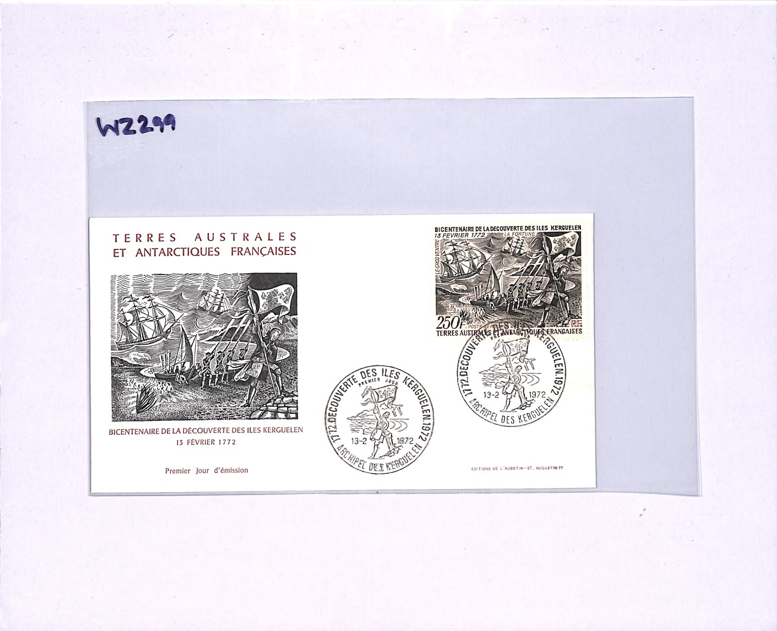 TAAF France Cols 1972 FDC 250f KERGUELEN *FLAG* First Day Cover ANTARCTIC WZ299 - Image 12