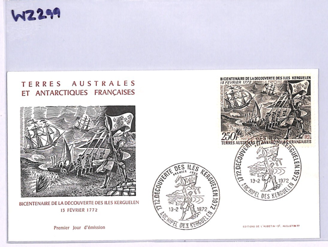 TAAF France Cols 1972 FDC 250f KERGUELEN *FLAG* First Day Cover ANTARCTIC WZ299 - Image 8