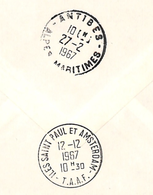 TAAF France Cols 25+30f FIRST FRENCH SATELLITE (1966) *STRIP* St Paul 1967 XS396 - Image 4