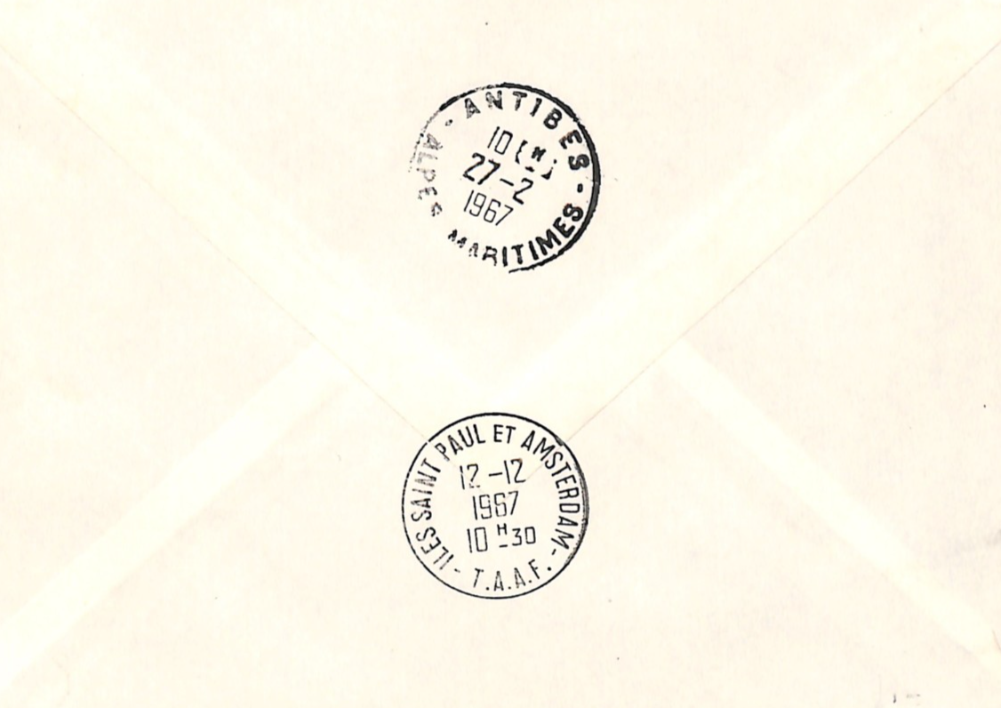 TAAF France Cols 25+30f FIRST FRENCH SATELLITE (1966) *STRIP* St Paul 1967 XS396 - Image 6