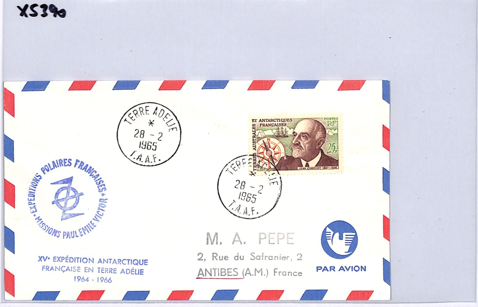 TAAF France Cols 25f CHARCOT (1961) Cover 1965 ANTARCTIC EXPEDITION Cachet XS390 - Image 10