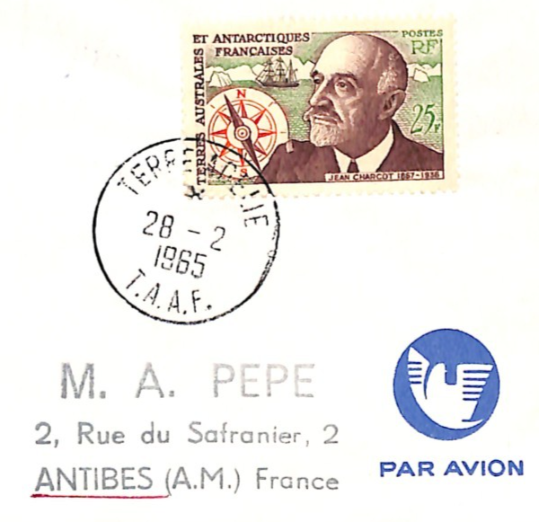 TAAF France Cols 25f CHARCOT (1961) Cover 1965 ANTARCTIC EXPEDITION Cachet XS390 - Image 4