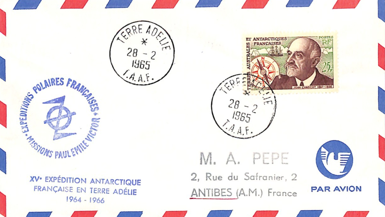 TAAF France Cols 25f CHARCOT (1961) Cover 1965 ANTARCTIC EXPEDITION Cachet XS390 - Image 6