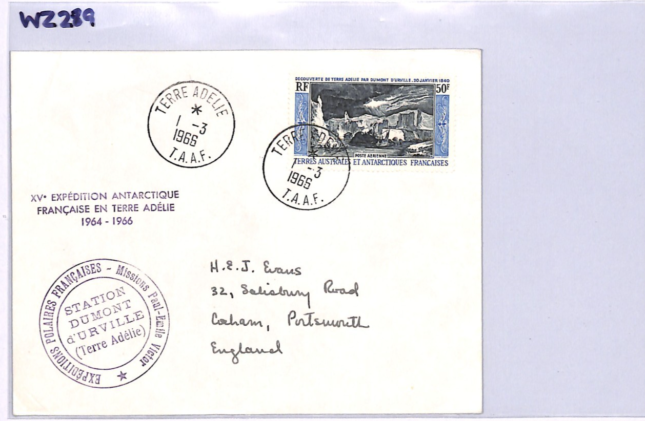 TAAF France Cols 50f LANDFALL (1965) Cover 1966 ANTARCTIC EXPEDITION Polar WZ289 - Image 11