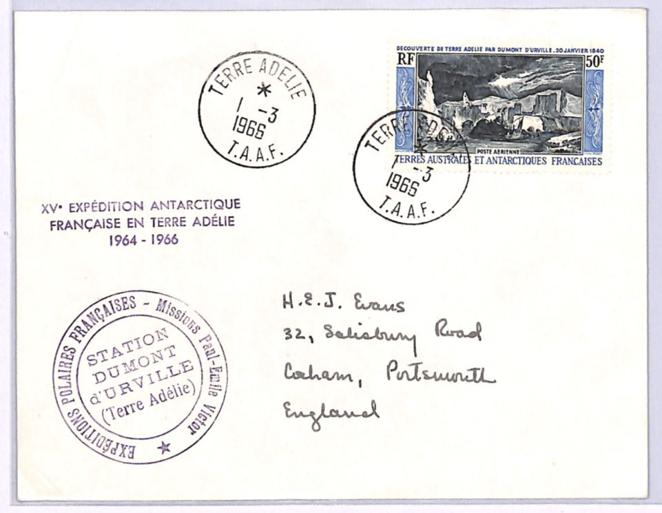 TAAF France Cols 50f LANDFALL (1965) Cover 1966 ANTARCTIC EXPEDITION Polar WZ289 - Image 3