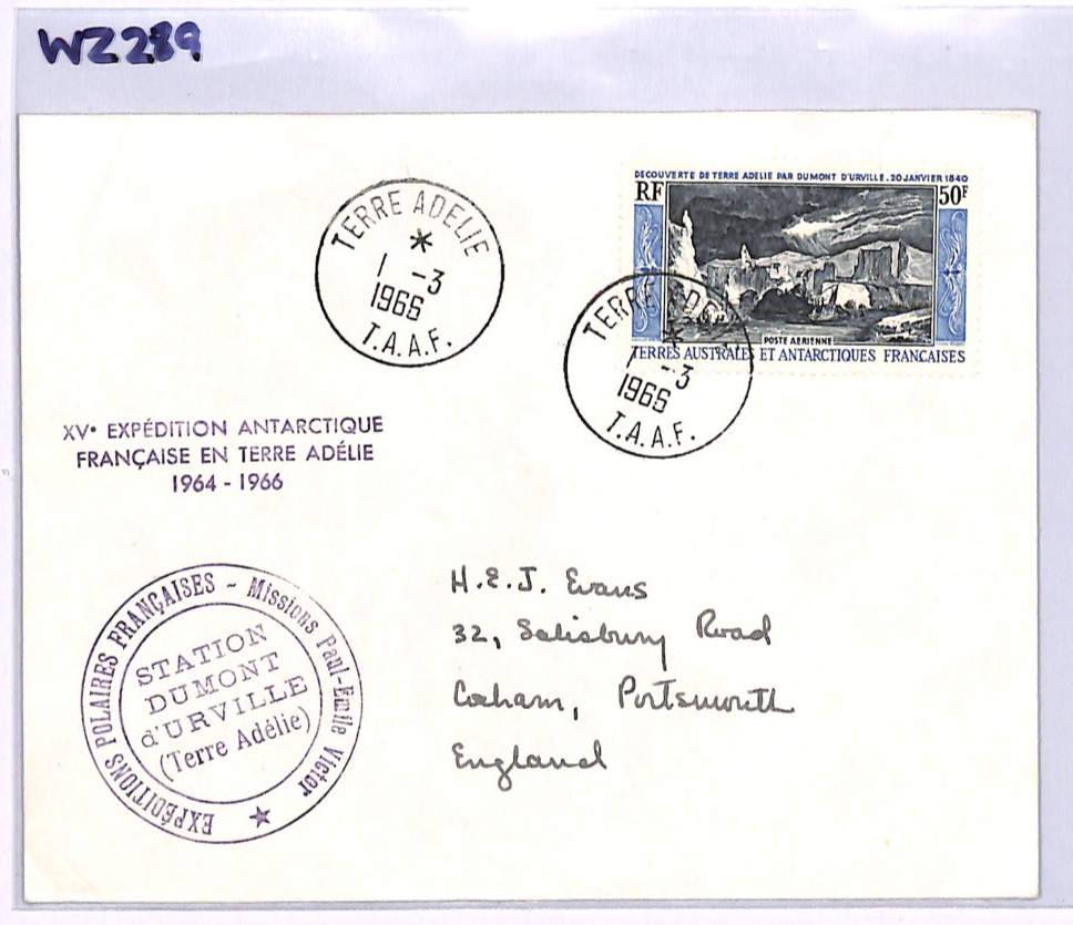 TAAF France Cols 50f LANDFALL (1965) Cover 1966 ANTARCTIC EXPEDITION Polar WZ289 - Image 9