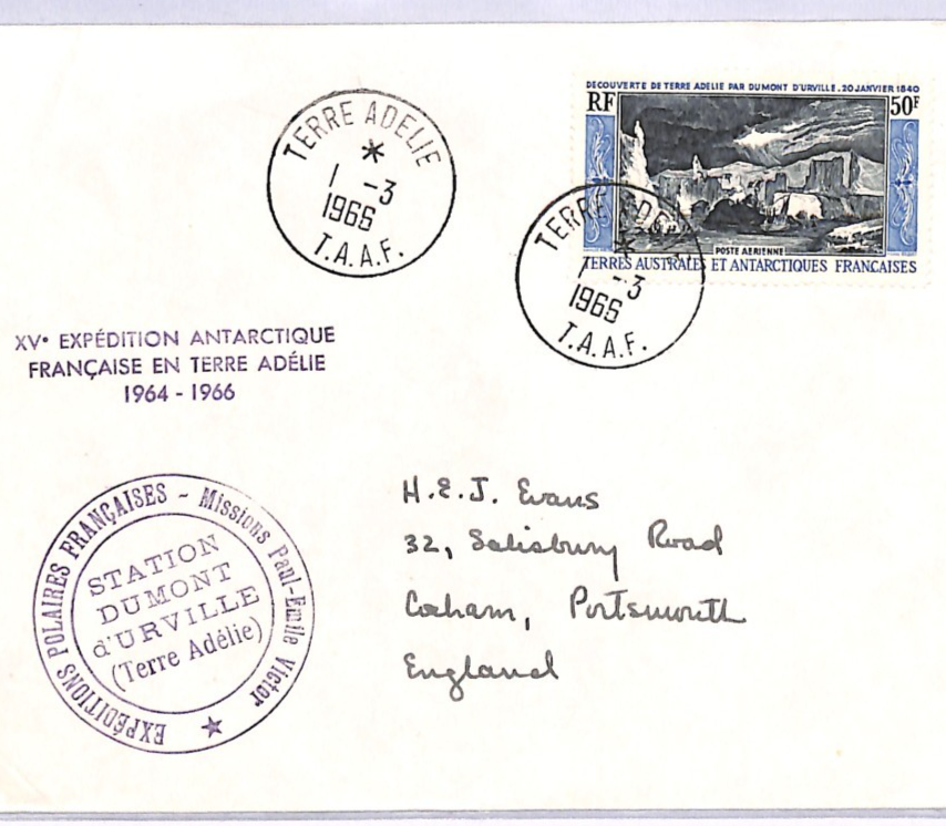 TAAF France Cols 50f LANDFALL (1965) Cover 1966 ANTARCTIC EXPEDITION Polar WZ289