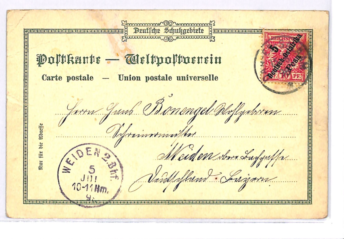 TANGANYIKA GEA Gruss Aus *Dar-es-Salaam* Postcard 1898 GERMAN EAST AFRICA WK41 - Image 3