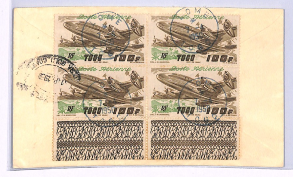 TOGO Air HIGH VALUE Cover 1950 Lome Reg 100Fr AEROPLANE Block{4} Gold Coast XH93 - Image 3