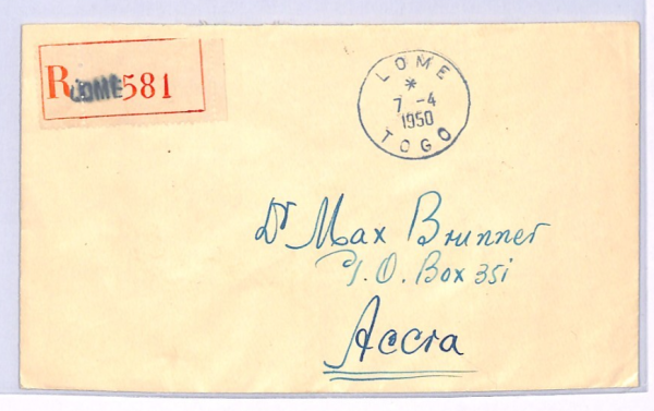 TOGO Air HIGH VALUE Cover 1950 Lome Reg 100Fr AEROPLANE Block{4} Gold Coast XH93 - Image 4
