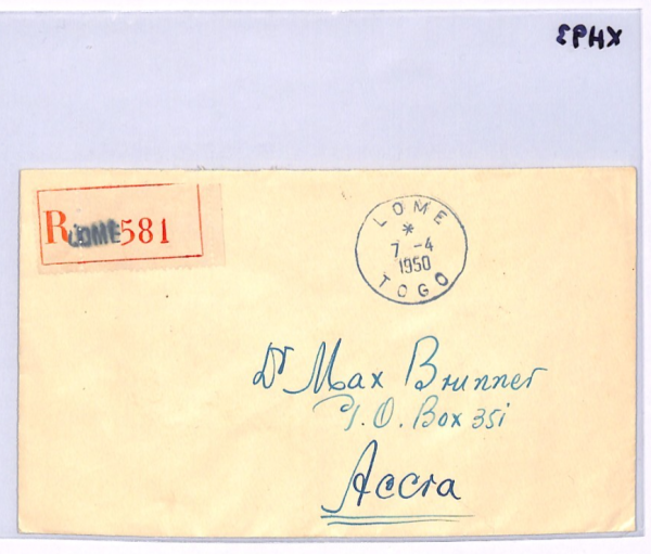 TOGO Air HIGH VALUE Cover 1950 Lome Reg 100Fr AEROPLANE Block{4} Gold Coast XH93 - Image 8