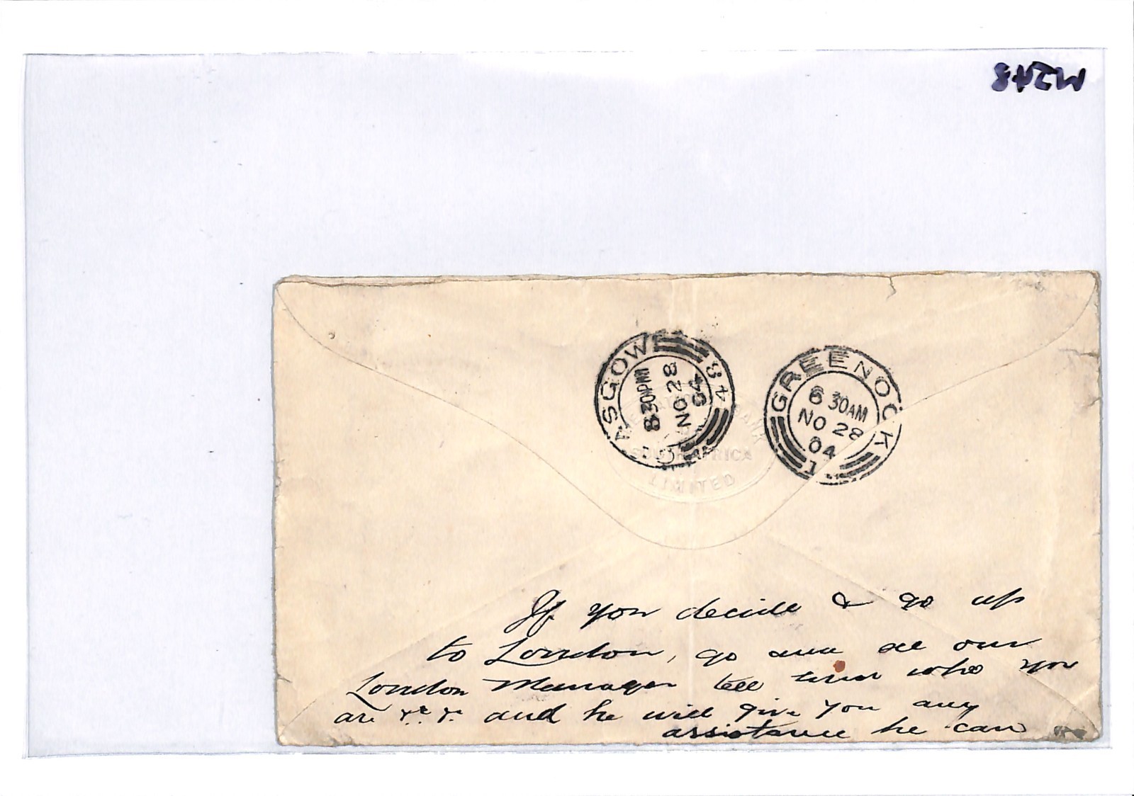 TRANSVAAL South Africa VRI Mixed Franking Cover *LATE FEE* 1904 Greenock WJ48 - Image 6