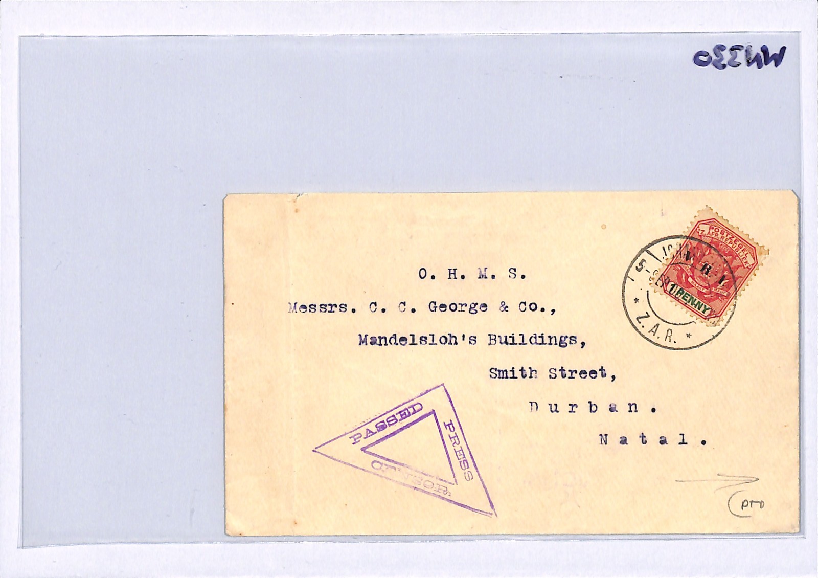 TRANSVAAL ZAR British Occ BOER WAR Cover OHMS *Imperial Govt* CACHET 1900 WN330 - Image 7