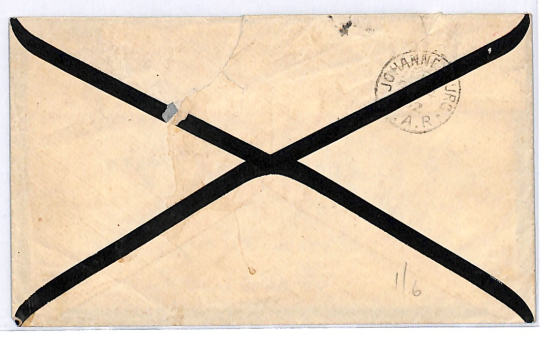 TRANSVAAL ZAR Mourning Cover 2d Pretoria 1892 *CROWN REEF* GOLD MINE Joburg WJ44 - Image 4