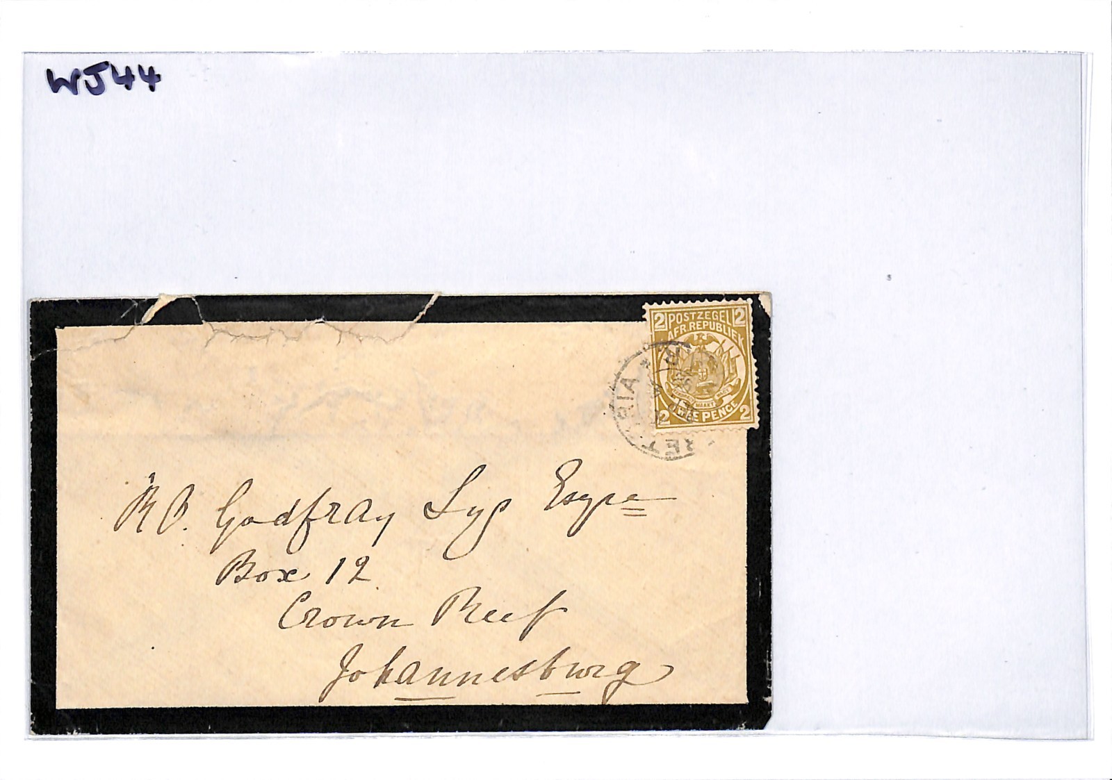 TRANSVAAL ZAR Mourning Cover 2d Pretoria 1892 *CROWN REEF* GOLD MINE Joburg WJ44 - Image 5