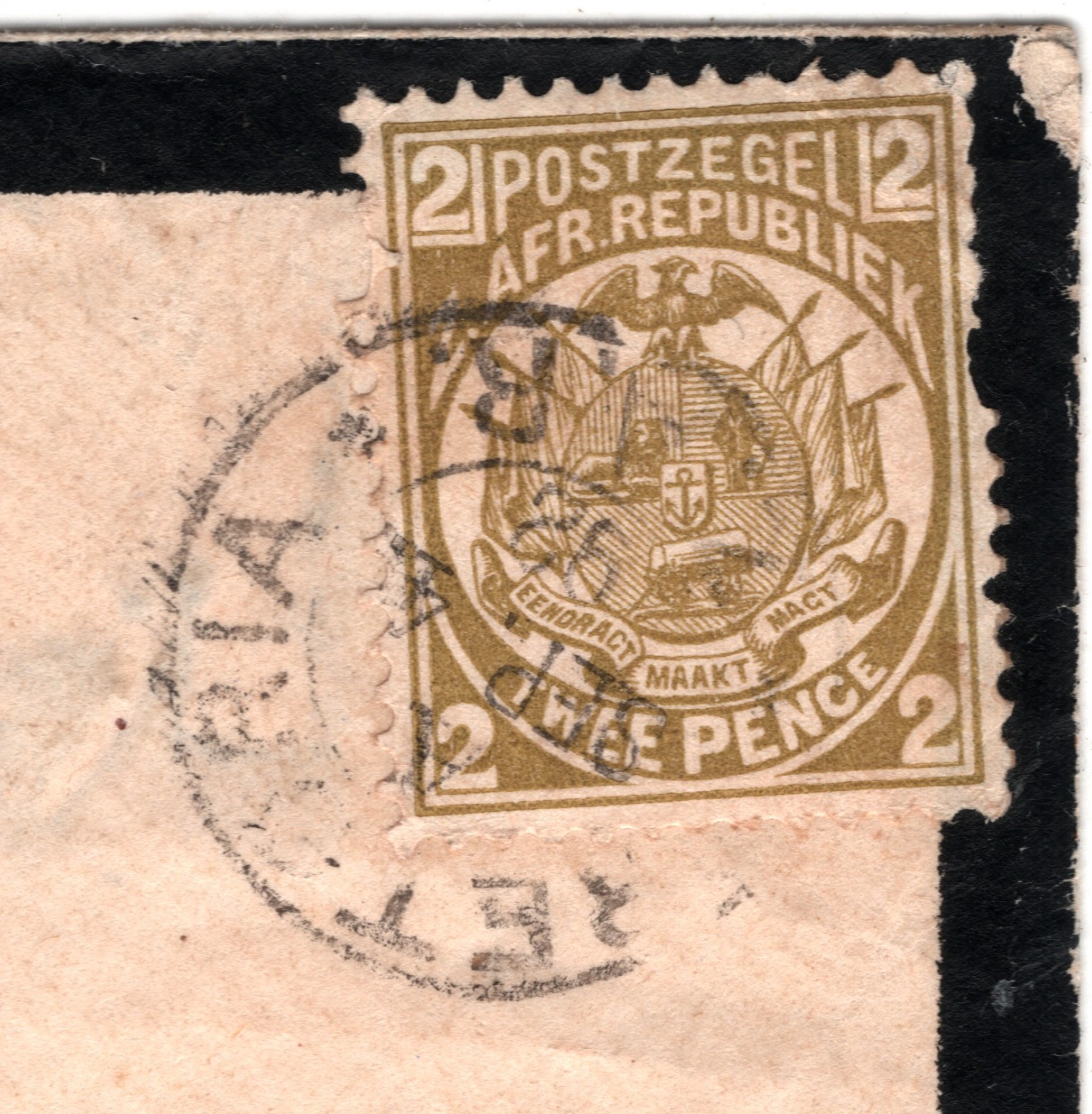 TRANSVAAL ZAR Mourning Cover 2d Pretoria 1892 *CROWN REEF* GOLD MINE Joburg WJ44