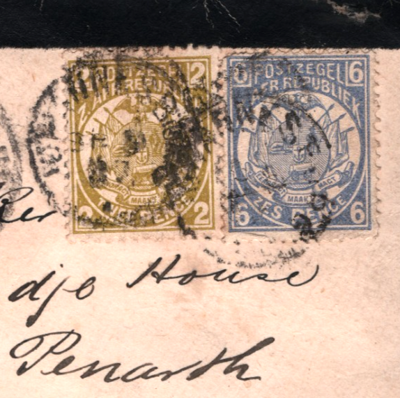 TRANSVAAL ZAR Mourning Cover 6d 2d Africa 8d Rate Jo'burg 1887 CDS Cardiff WD197 - Image 5