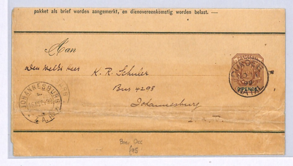 TRANSVAAL ZAR Wrapper Used *NATAL* BOER WAR OCCUPATION Dundee 1899 CDS XW71 - Image 4