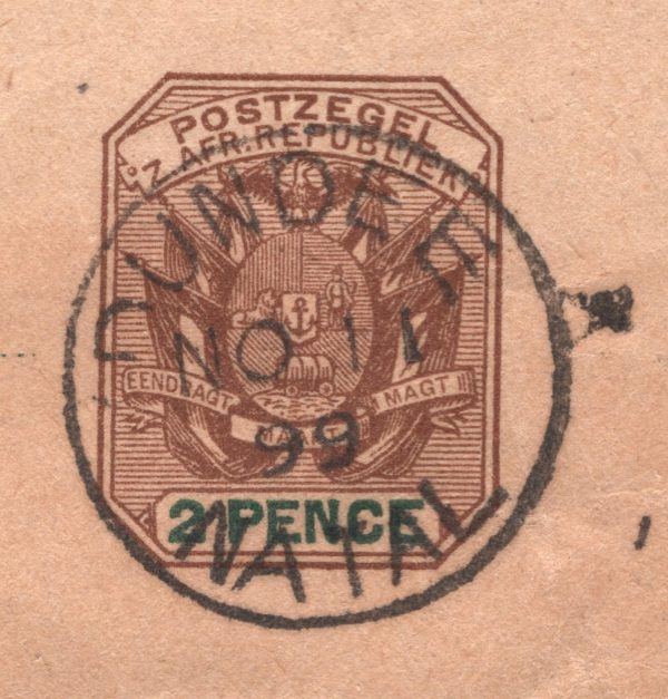 TRANSVAAL ZAR Wrapper Used *NATAL* BOER WAR OCCUPATION Dundee 1899 CDS XW71