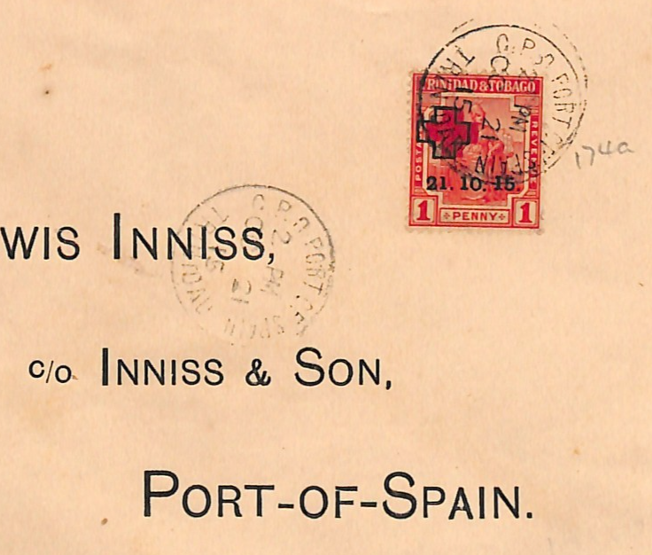 TRINIDAD & TOBAGO 1915 FDC Overprint RED CROSS SG.174a FIRST DAY COVER WM392 - Image 3