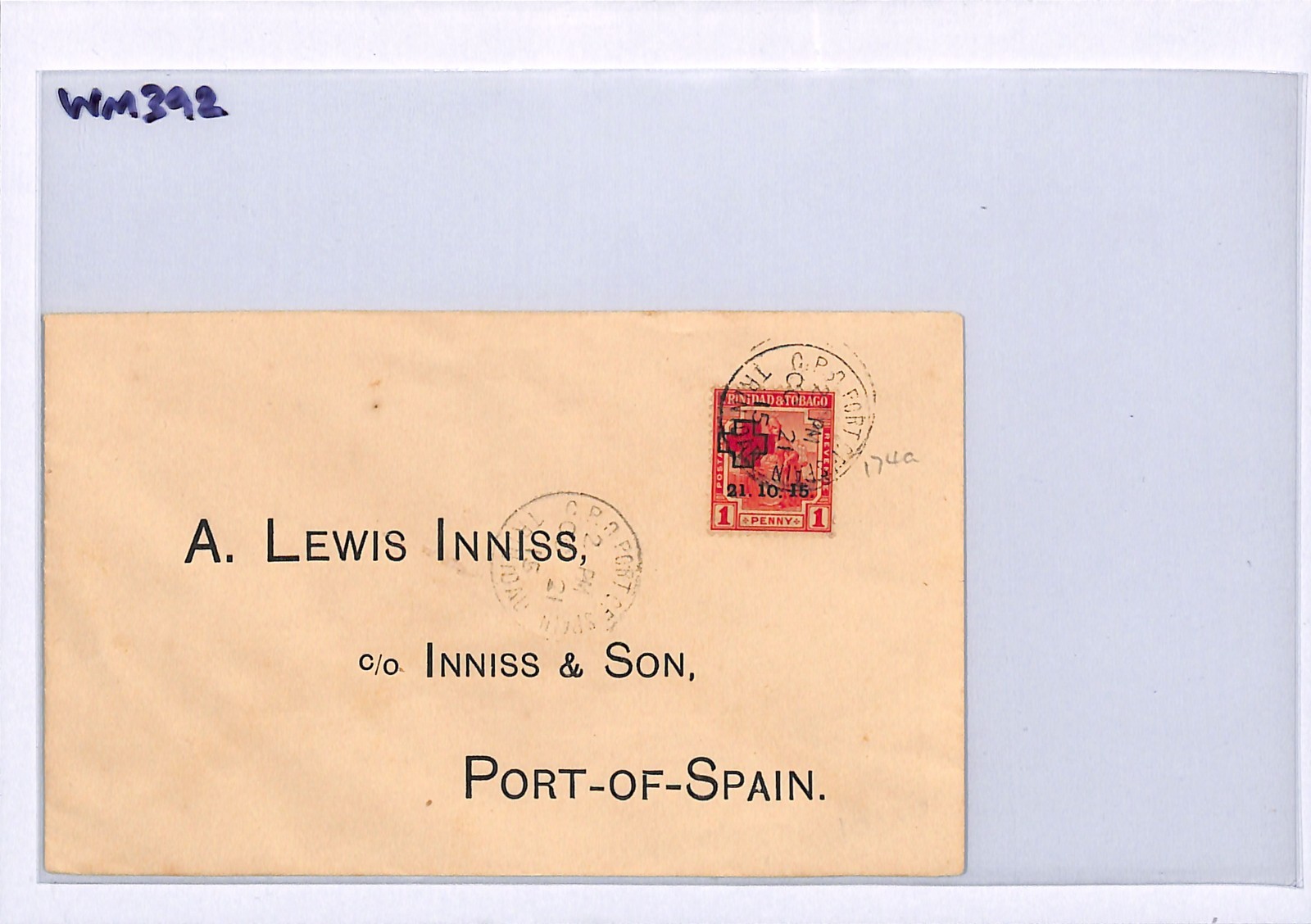 TRINIDAD & TOBAGO 1915 FDC Overprint RED CROSS SG.174a FIRST DAY COVER WM392 - Image 7
