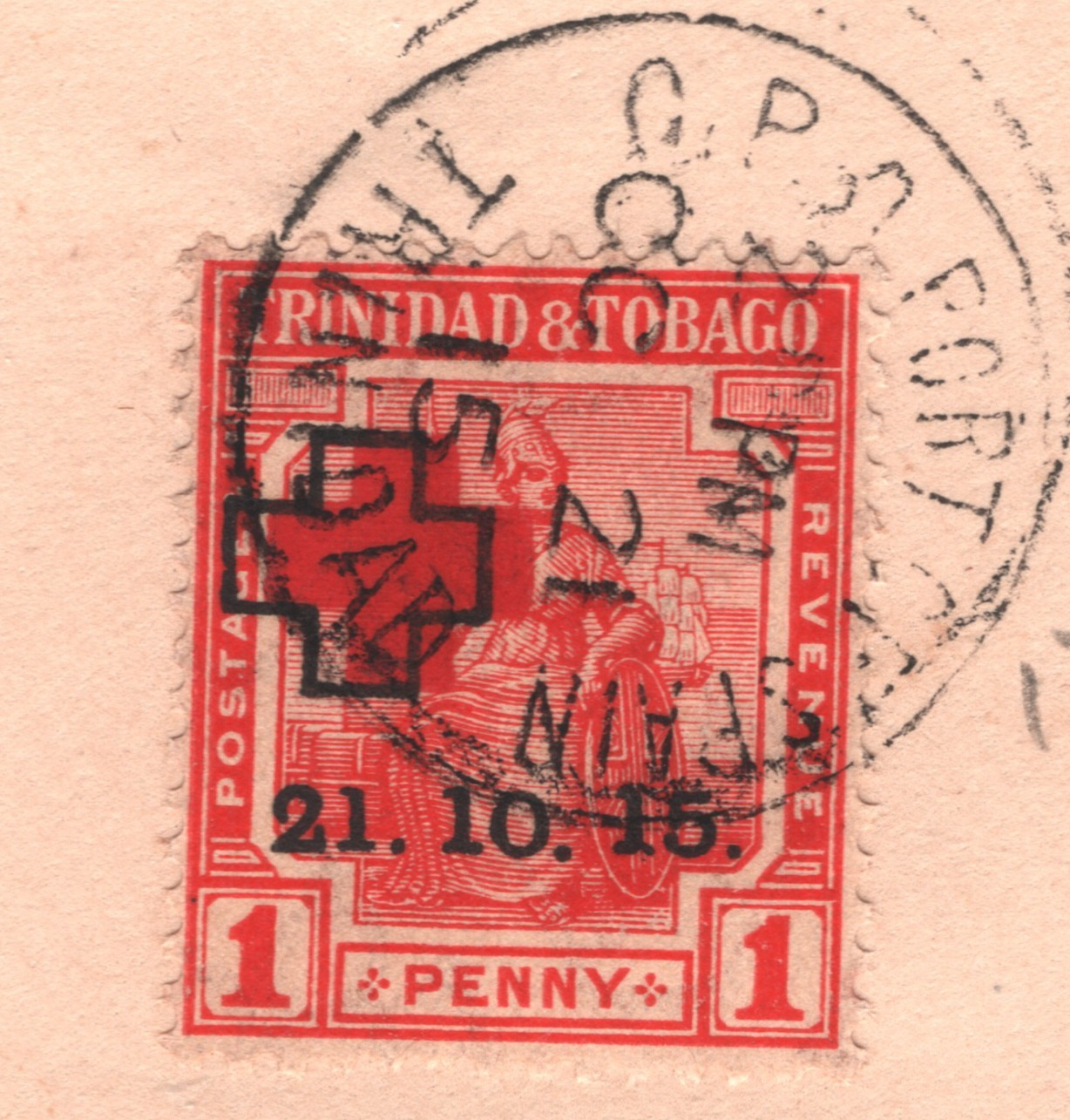 TRINIDAD & TOBAGO 1915 FDC Overprint RED CROSS SG.174a FIRST DAY COVER WM392