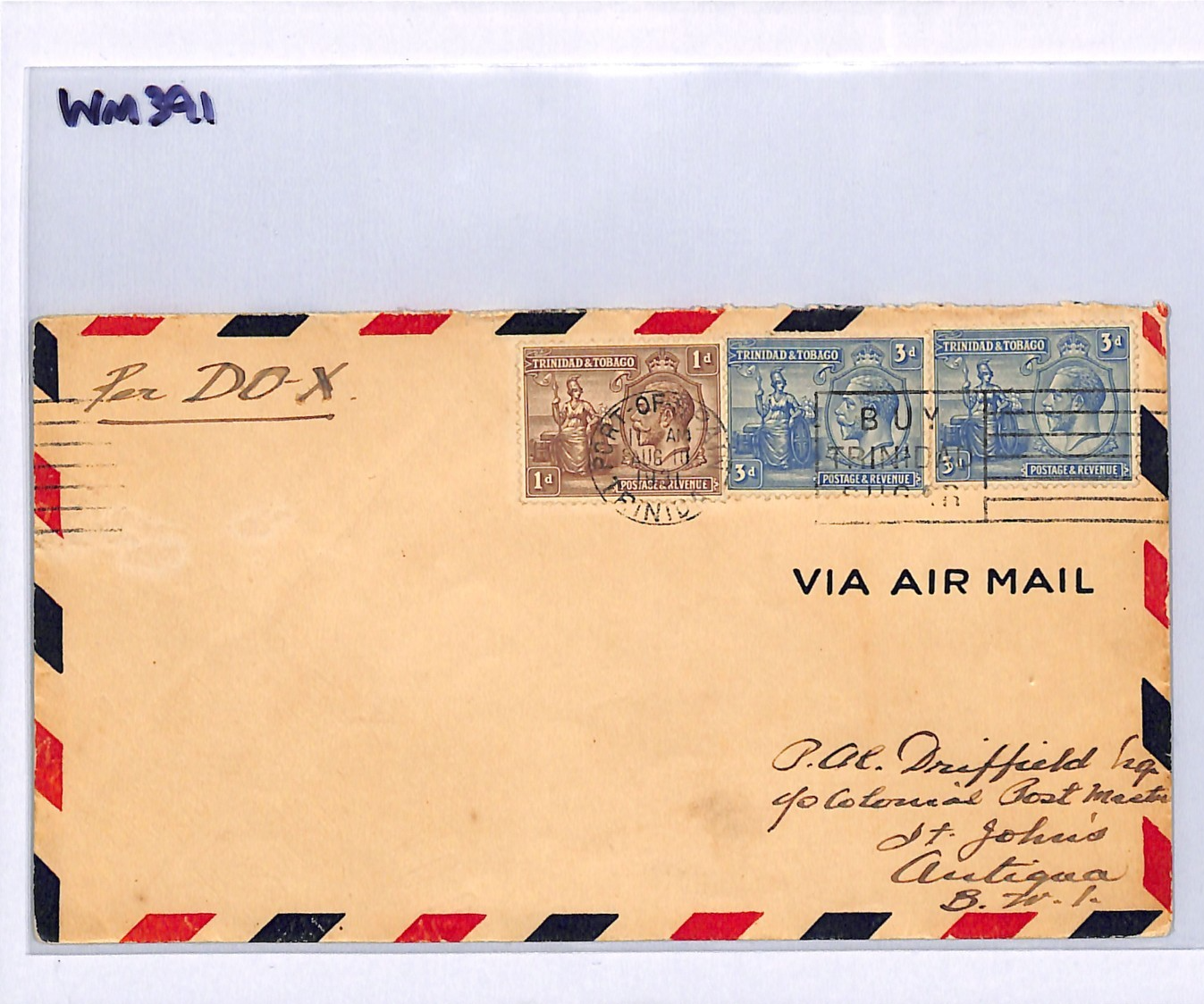 TRINIDAD & TOBAGO KGV 1931 Cover DORNIER *Do.X* St Johns Air Mail Antigua WM391 - Image 6