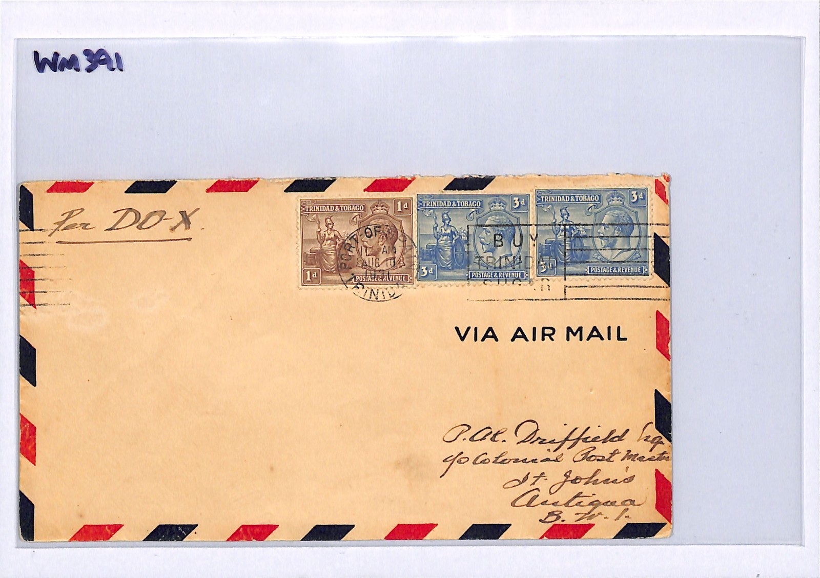TRINIDAD & TOBAGO KGV 1931 Cover DORNIER *Do.X* St Johns Air Mail Antigua WM391 - Image 8