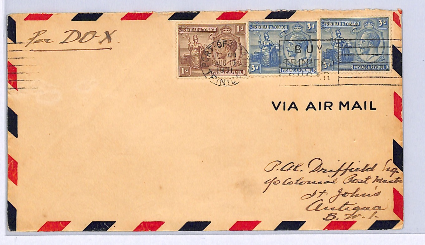 TRINIDAD & TOBAGO KGV 1931 Cover DORNIER *Do.X* St Johns Air Mail Antigua WM391