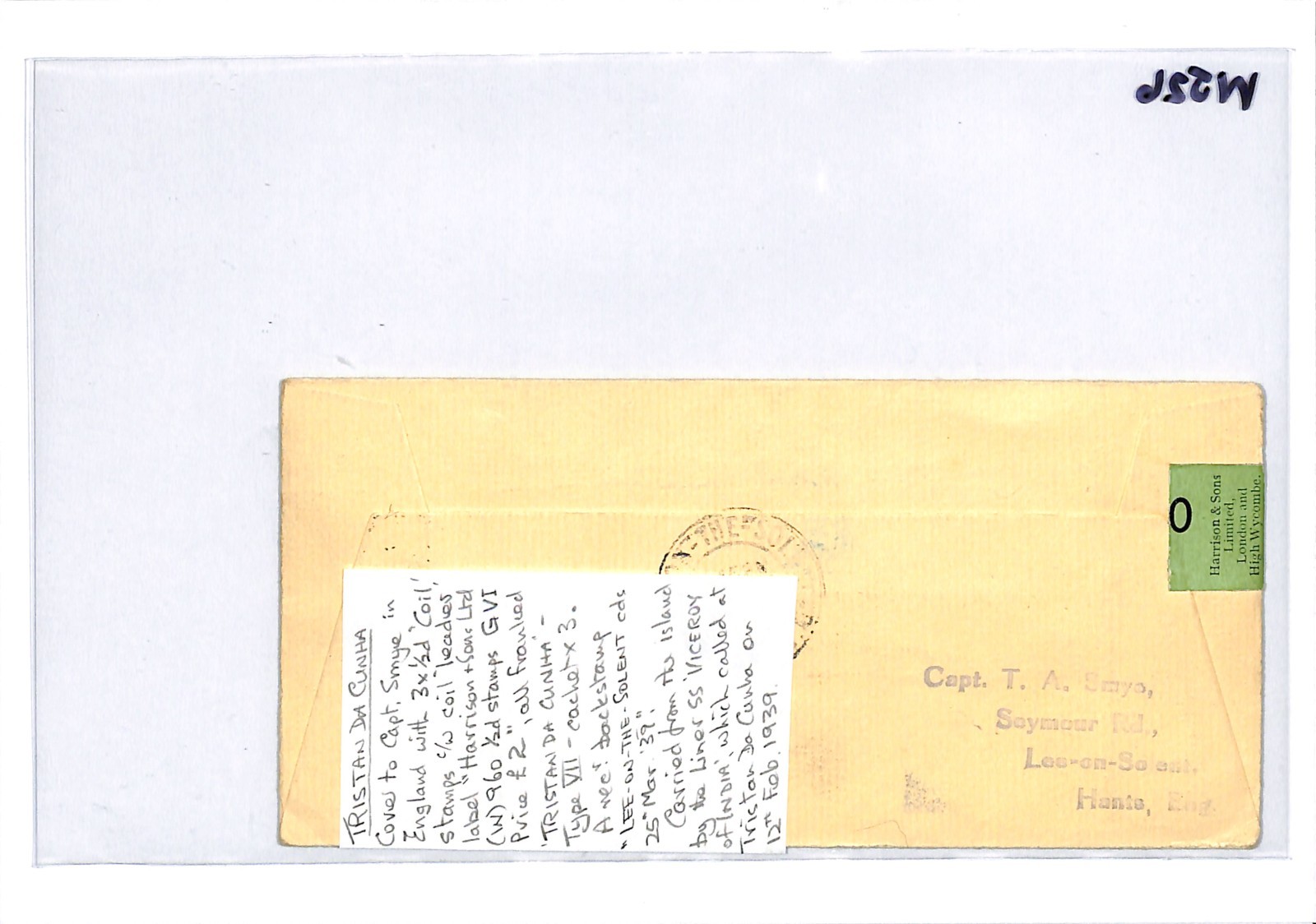 TRISTAN DA CUNHA Cover GB KGVI *COIL LEADER* Strip{3} Cover RARE Hants WJ26 - Image 7